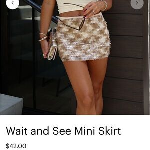 Beige Sequin mini skirt